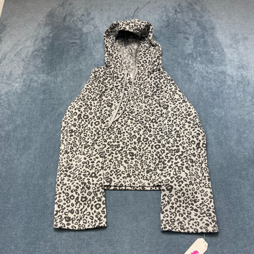 Amplify By Kmart Sears Cropped Hoodie Women S White Black Leopard Print Pullover